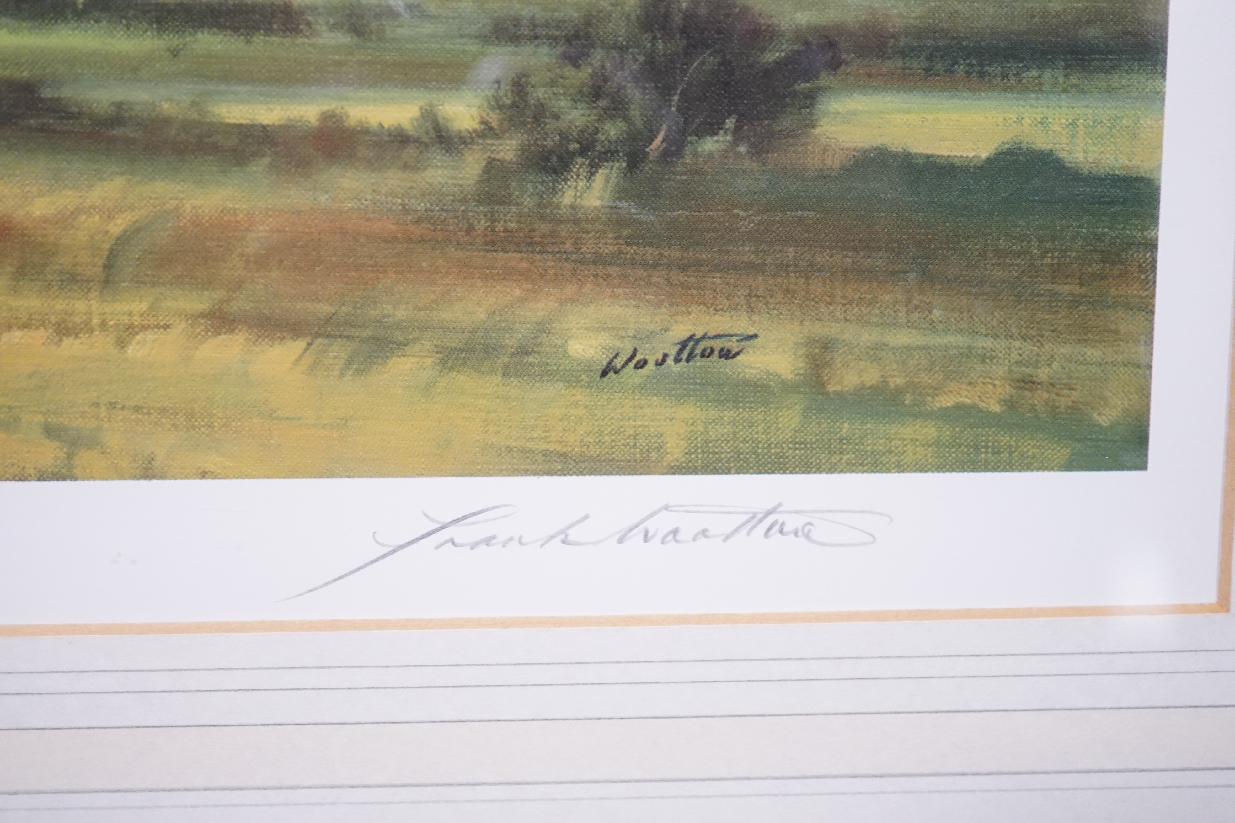 Frank Wootton (1911-1998), two limited edition colour prints, 'Under the Downs' and 'Downland Splendour', signed in pencil, limited edition 47/850 and 13/850, largest 35 x 60cm. Condition - good